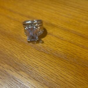 Silver-Tone Clear Stone Cocktail Ring - Women's Jewelry